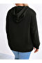 Plus Size Black Pearl Embellished Pullover Hoodie - 2