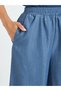 Blue Wide-Leg Elastic Waist Trousers - 3