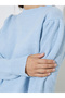 Light Blue Solid Puff Sleeve Knit Top - 4