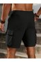 Black Solid Knee-Length Cargo Shorts - 2