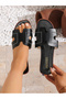 Black Flat Sandals for Women - 3