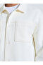 Off White Solid Double Pocket Shacket - 5