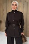 Belted Snap Detail Bitter Brown Double Set - 2