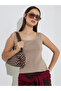 Brown Ribbed Square Neck Tank
