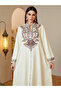 Beige Maxi Jalabiya with Vibrant Embroidery - 2