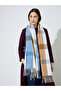 Blue Checked Tasseled Scarf - 2