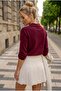 Burgundy Shirt Collar Long Sleeve Half Placket Buttoned Casual Knitwear Sweater 57 60 - 8