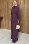 Belted Snap Detail Dark Rose Dried Rose Double Set - 5