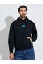 Men Black Minimal Chest Print Relaxed Fit Hoodie - 3