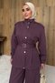 Belted Snap Detail Dark Rose Dried Rose Double Set - 2