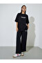 Black Slogan Print Short Sleeves Oversized T-Shirt - 2