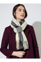 Grey Checked Tassel Trims Scarf - 2