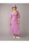 AE Linen-Blend Puff Sleeve Tie Back Midi Dress