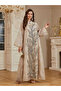 Beige Maxi Jalabiya with Shimmering Rhinestone Embellishment - 5
