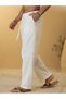 Men White Cotton Drawstring Trousers - 4