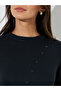 Black Solid Regular Fit Knit Sweater with Asymmetric Button Detail - 4