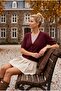 Burgundy Round Neck Front Decorative Buttoned Non-Opening Stitched Double-Looking Single Product Knitwear Sweater 58 60 - 3