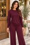 Side Gathered Viscose Two-Thread Two-Piece Set - Burgundy - 2