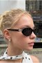 Monaco Vintage Black Gold Detailed Oval Ultra Light Uv400 Filtered Women's Sunglasses - 2