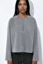 Crew Neck Buttoned Sweatshirt - 6