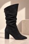 Drapi̇a Drawstring Zippered Pointed Toe Thick Heeled Women's Boots - 2