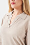 10829Ts Beige Soft Knitted Polo Collar Tricot - 5