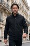 Men's Winter Black Coat with Stand Collar and Pockets, Nubuck Fabric, Classic Fit - M001