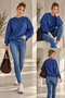 Women's Slim 2 Thread Basic Sweatshirt Crew Neck Comfortable Fit Casual Long Sleeve Zg9033 - 4