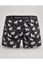 Wolf Patterned Black Men's Boxer - Db348 - 2