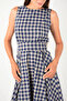 Checkered Fabric Midi Dress - Cream Color - 3