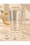 Line Series 6-Piece Borosilicate Glass Mug Set 350 ml – Striped Glass Mug with Gold Handles - 3