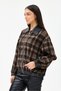 Women's Brown Italian Plaid Pattern Zippered Jacket Size 38 - 42 - 2