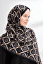 Floral Archive Grove Pattern Shawl - Black - Camel - 2