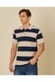 Men Black And Beige Striped Polo T-Shirt