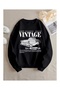 Unisex Vintage Car Printed Crew Neck Sweatshirt Printed Premium Oversize T-Shirt