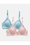 Senior Girls Blue And Pink Cherry Padded Bra (Pack of 2)