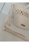 Ekru Handmade Rope Straw Detail Tricot Women's Bag with Hand and Crossbody Straps - 6