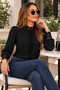 Feminine Elegance with Lace Collar and Cuffs - Women's Long Sleeve Sandy Blouse - 3