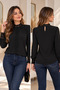 Feminine Elegance with Lace Collar and Cuffs - Women's Long Sleeve Sandy Blouse - 5