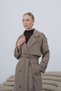 Women's Oversized Double-Breasted Collar Long Trench Coat with Sleeve Epaulettes and Lining Detail - 3