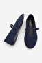 Women's Round Toe Strappy Mary Jane Daily Ballet Flats Sihas Navy Blue Suede - 8