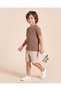 Boys Brown Plain Mandarin Collar Short Sleeve Polo Shirt - 2