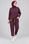 Women's Long Sleeve Asymmetrical Tunic and Waist-Tie Pants Set with Arma Detail, Viscose Cotton, Two-Thread Double Set - 5