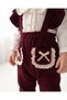 Bambini Velvet Pocket Detailed Shirted Holiday Special Day Baby Girl Salopet Jumpsuit - 4