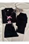 3-Piece Combed Cotton Black Miles Ribbon Pajama Set