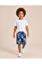 \Boys Blue Patchwork Knit Denim Pull On Shorts - 2