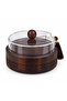 Wooden Candy Bowl with Acrylic Lid Brown - 18×10cm