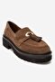 Marsy Earth Suede Genuine Leather Tasseled Women's Loafer Shoes - 6
