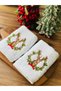 2Li Christmas Deer Embroidered White Cotton Hand Towel Set 30X50Cm - 2