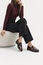 Daly Burgundy Crinkled Patent Leather Genuine Leather Buckle Women's Loafer Shoes - 3